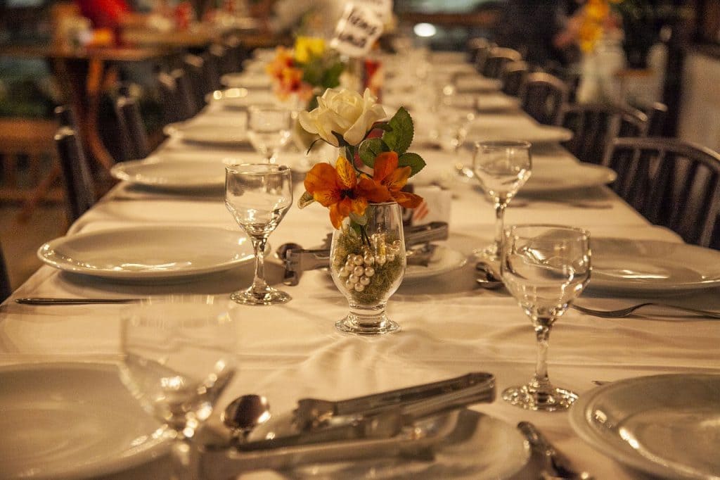 dinner table set up