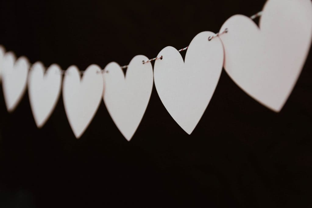 white heart string banner 